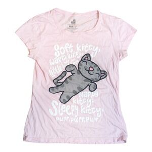The Big Bang Theory Shirt Womens Large Pink Short Sleeve Sleepy Kitty T Shirt